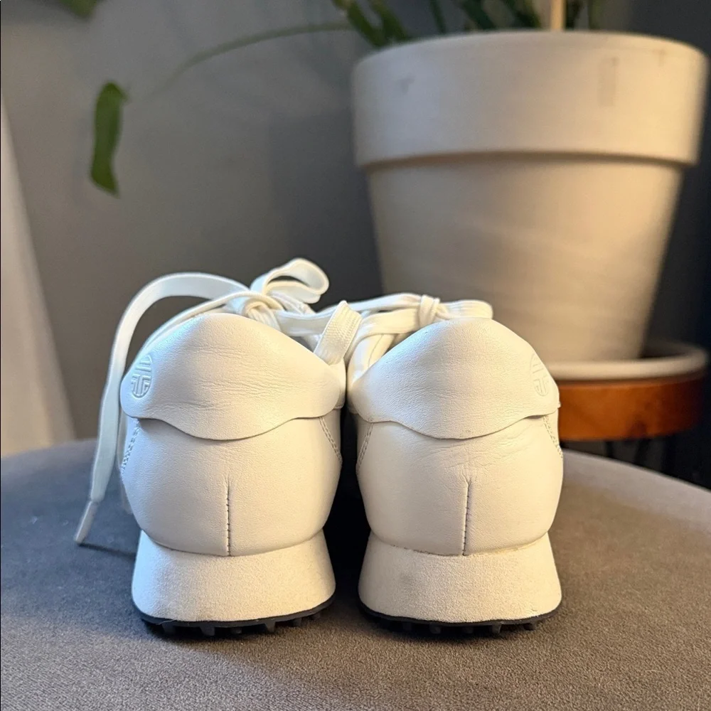 Tory Sport White Sneakers with Navy Ruffle Detail Golf Running Trainer